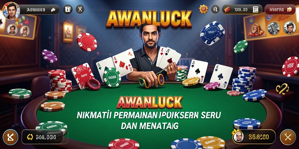 Screenshot AWANLUCK menampilkan gameplay poker yang seru dan interaktif.