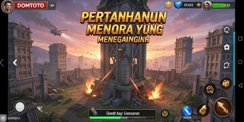 Tampilan gameplay seru dalam DOMTOTO dengan strategi Tower Defense.