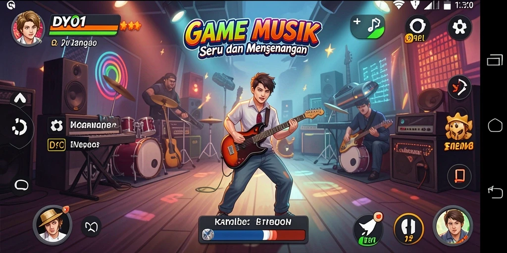 Gameplay DY01 yang seru dengan berbagai lagu menarik.