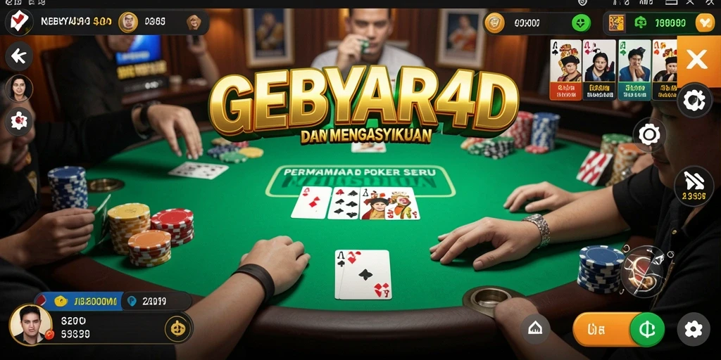 Screenshot utama GEBYAR4D menampilkan gameplay Poker yang menarik dan interaktif.