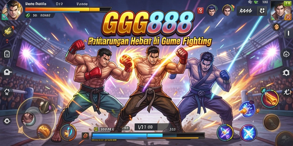 Screenshot GGG888 menampilkan pertarungan seru antara karakter-karakter yang kuat.