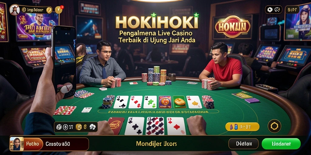 Tampilan interaktif permainan Live Casino HOKIHOKI yang memukau.