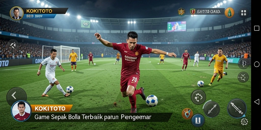 Tampilan gameplay KOKITOTO yang mendebarkan dan penuh aksi sepak bola.