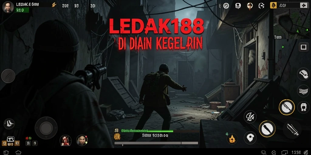 Tampilan gameplay mencekam di LEDAK188 dengan suasana kegelapan.