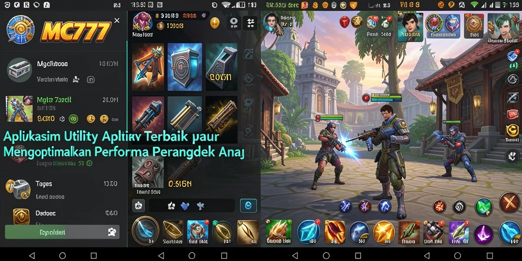 Screenshot utama MC777 menampilkan antarmuka pengguna yang menarik dan fitur optimasi.